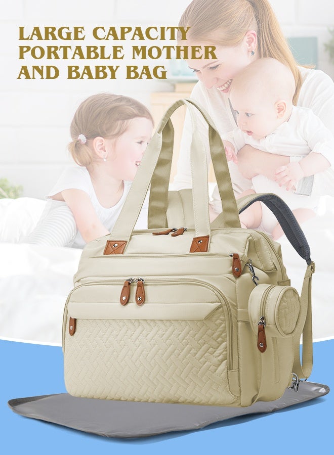 Soft Touch Large Baby Diaper Bag, Waterproof Diaper Bag Tote with Pacifier Case, Diaper Bag Backpack,Mommy Bags, Nappy Bag, Travel Diaper Tote with Changing Pad (Beige) - Image 4